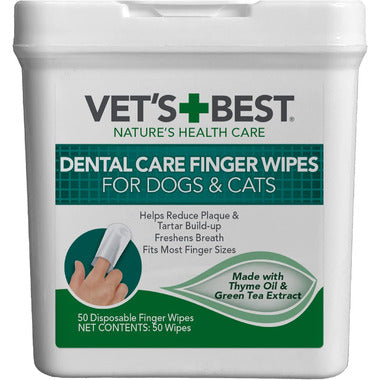 Vet's Best Dental Care Finger Wipes for Dogs & Cats, 50-count (Size: 50-count)