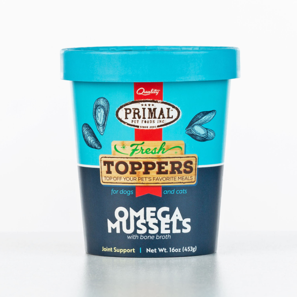 Primal Fresh Toppers Omega Mussels, Frozen Dog & Cat Food Topper, 16-oz (Size: 16-oz)