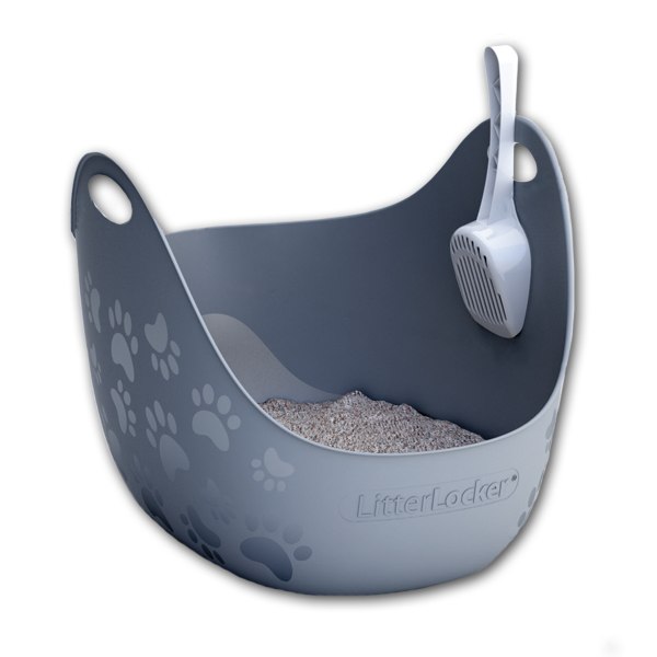 LitterLocker Litter Box with Scoop for Cats, Grey