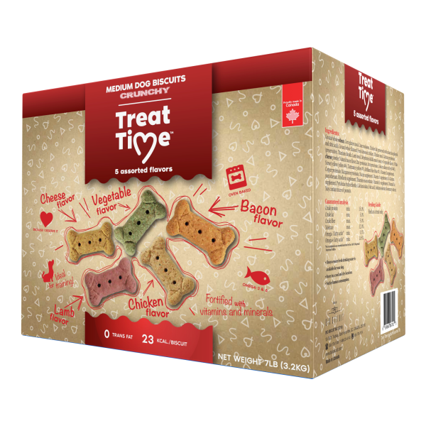 Treat Time Biscuits Dog Treats, Assorted, Medium, 7-lb (Size: 7-lb)