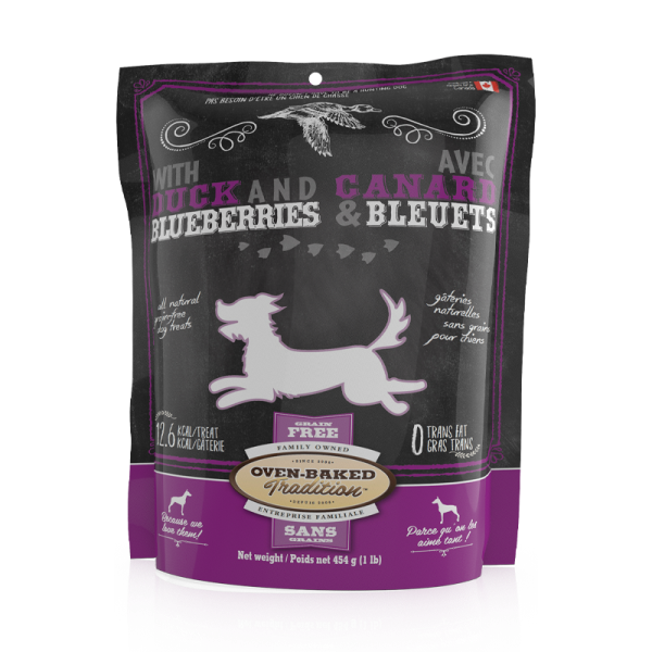 Oven-Baked Tradition Duck & Bluberries Grain-Free Dog Treats, 454-gram (Size: 454-gram)