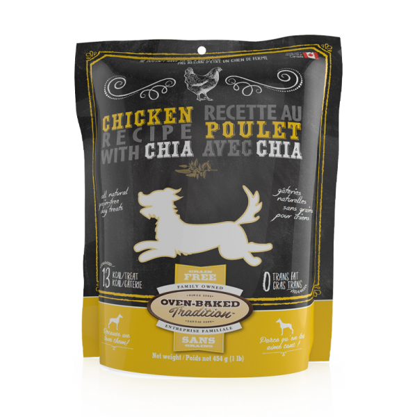 Oven-Baked Tradition Chicken with Chia Grain-Free Dog Treats, 454-gram (Size: 454-gram)