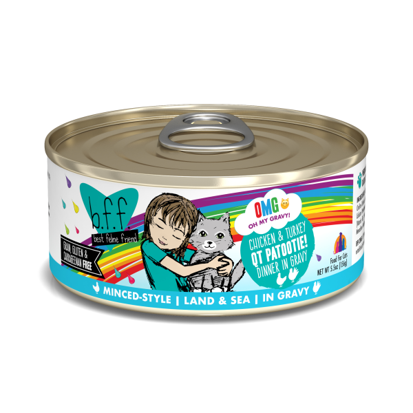 BFF OMG GRAVY Chicken & Turkey QT Patootie! Dinner in Gravy Wet Cat Food Can, 5.5-oz (Size: 5.5-oz)