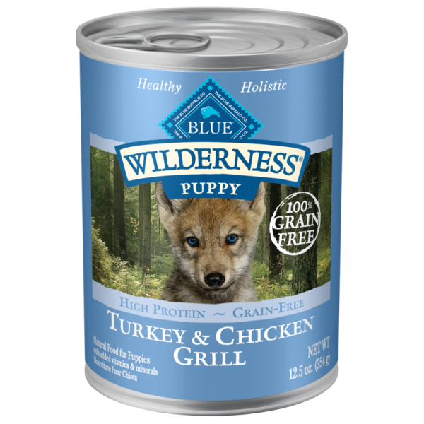 Blue Buffalo Wilderness Turkey & Chicken Grill Grain-Free Puppy Wet Dog Food Can, 12.5-oz (Size: 12.5-oz)
