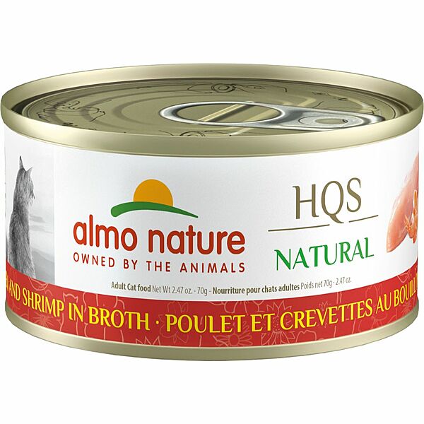 Almo Nature HQS Natural Chicken & Shrimp in Broth Adult Grain-Free Wet Cat Food, 2.47-oz (Size: 2.47-oz)