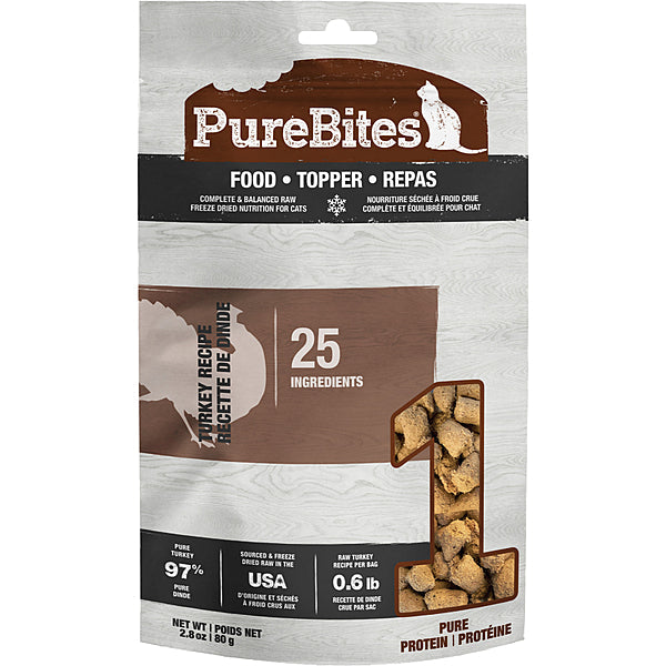 PureBites Turkey Recipe Freeze-Dried Cat Food Topper, 2.8-oz (Size: 2.8-oz)