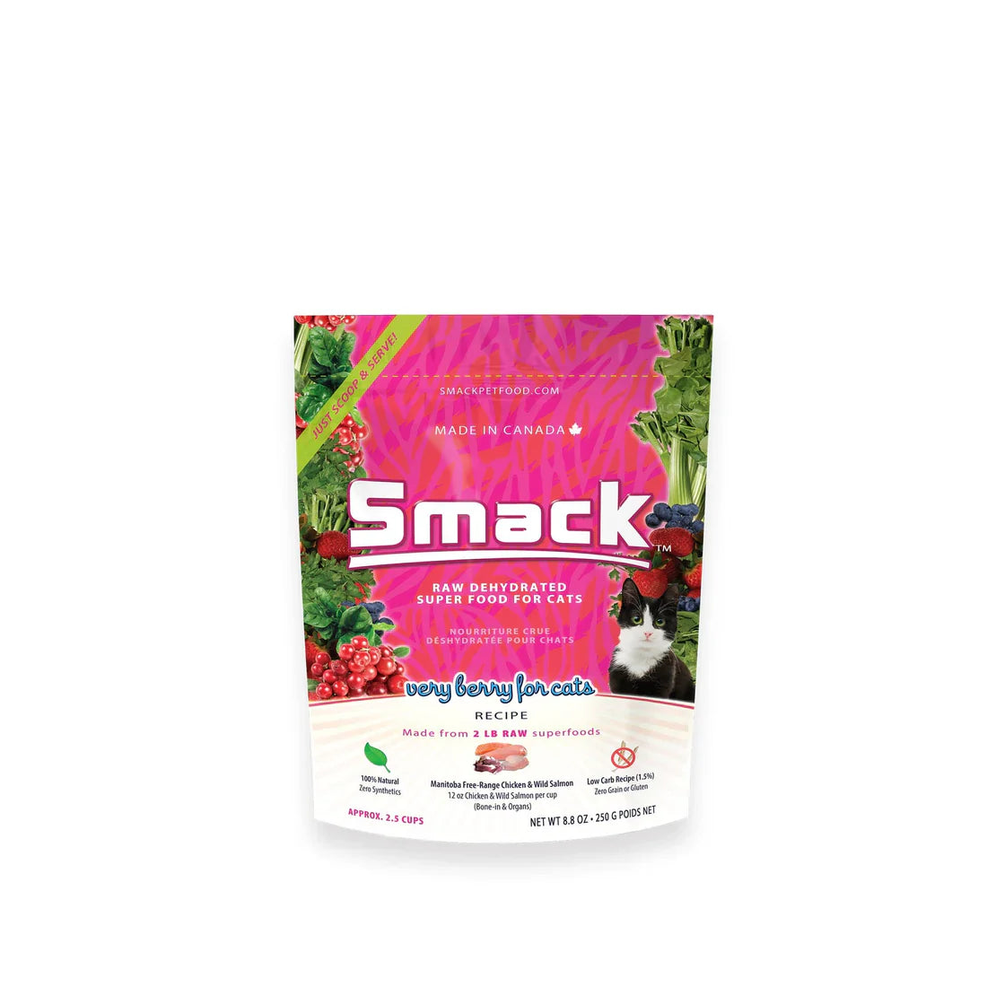 Smack Very Berry Raw Dehydrated Cat Food, 250-gram (Size: 250-gram)