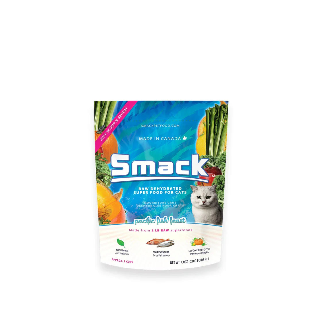 Smack Pacific Fish Feast Raw Dehydrated Cat Food, 210-gram (Size: 210-gram)