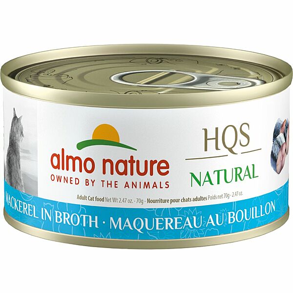 Almo Nature HQS Natural Mackerel in Broth Grain-Free Wet Cat Food Can, 2.47-oz (Size: 2.47-oz)