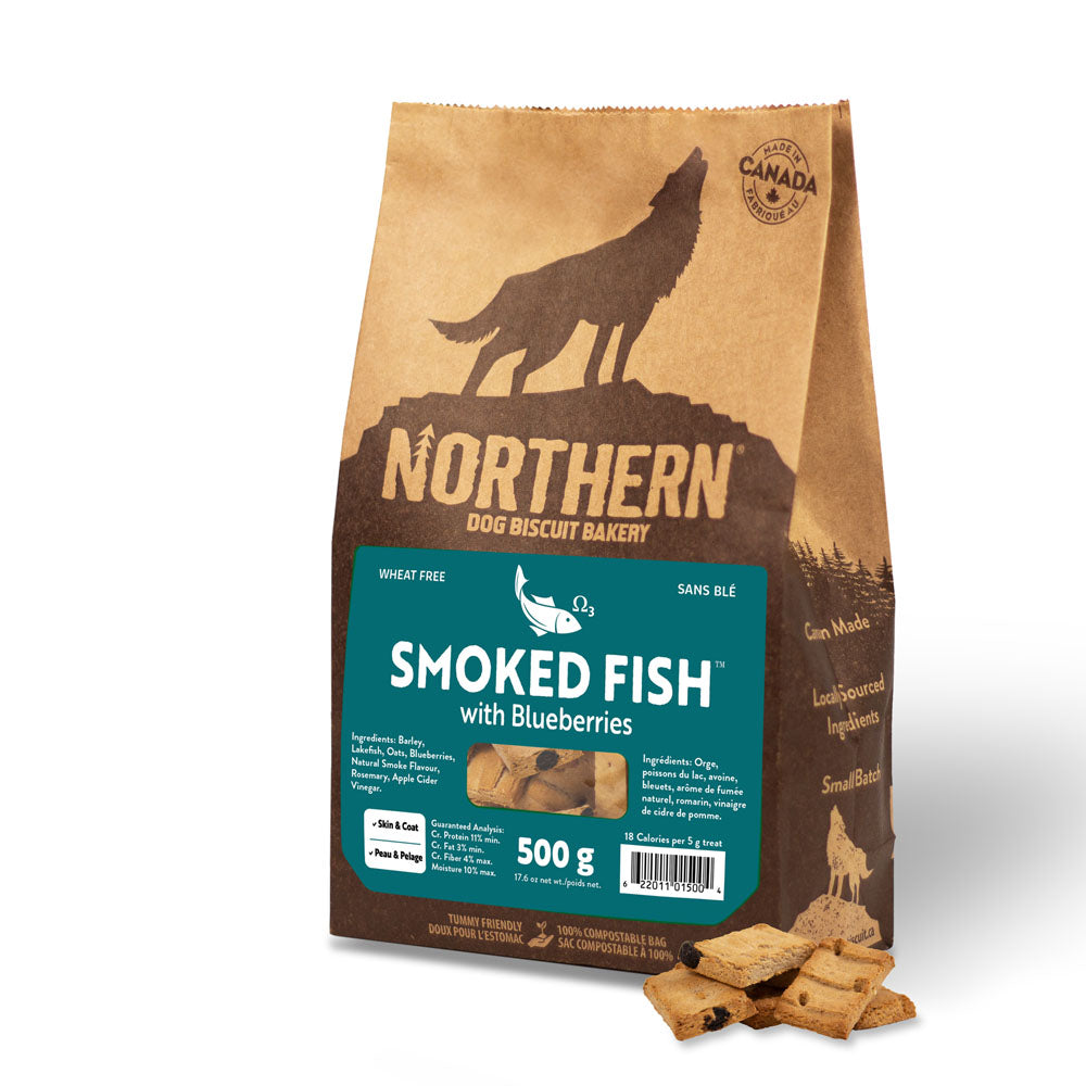 Northern Biscuit Smoked Fish with Blueberries Dog Treats, 500-gram (Size: 500-gram)