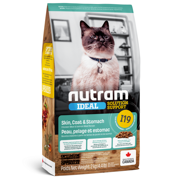 Nutram Ideal I19 Solution Support Skin, Coat & Stomach Cat Food, 2-kg (Size: 2-kg)