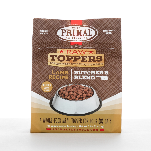 Primal Raw Toppers Butcher's Blend Lamb Dog & Cat Food Topper, 2-lb (Size: 2-lb)