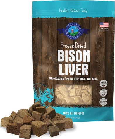 Shepherd Boy Farms Bison Liver Freeze-Dried Dog & Cat Treats, 8-oz (Size: 8-oz)