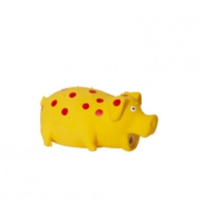 BUDZ Latex Dog Toy Spotted Pig Squeaker Yellow.