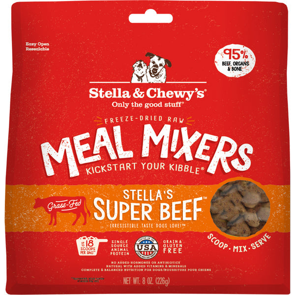 Stella & Chewy's Stella's Super Beef Meal Mixers Grain-Free Freeze-Dried Dog Food, 8-oz (Size: 8-oz)