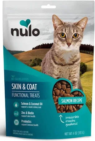 Nulo Skin & Coat Salmon Recipe Functional Cat Treats, 4-oz (Size: 4-oz)