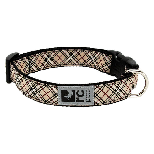 RC Pets Clip Dog Collar, Tan Tartan, Large (Size: Large)