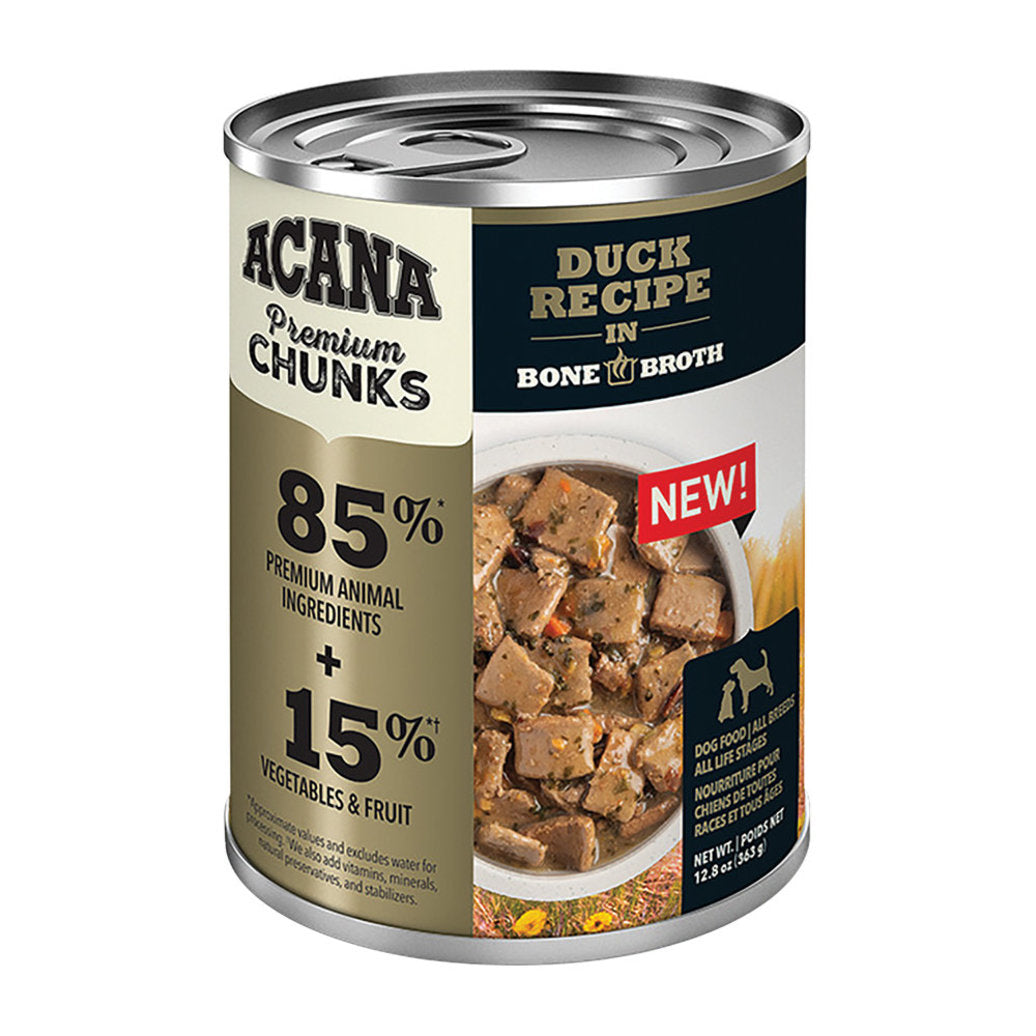 ACANA Premium Chunks Duck Recipe in Bone Broth Wet Dog Food, 12.8-oz (Size: 12.8-oz)