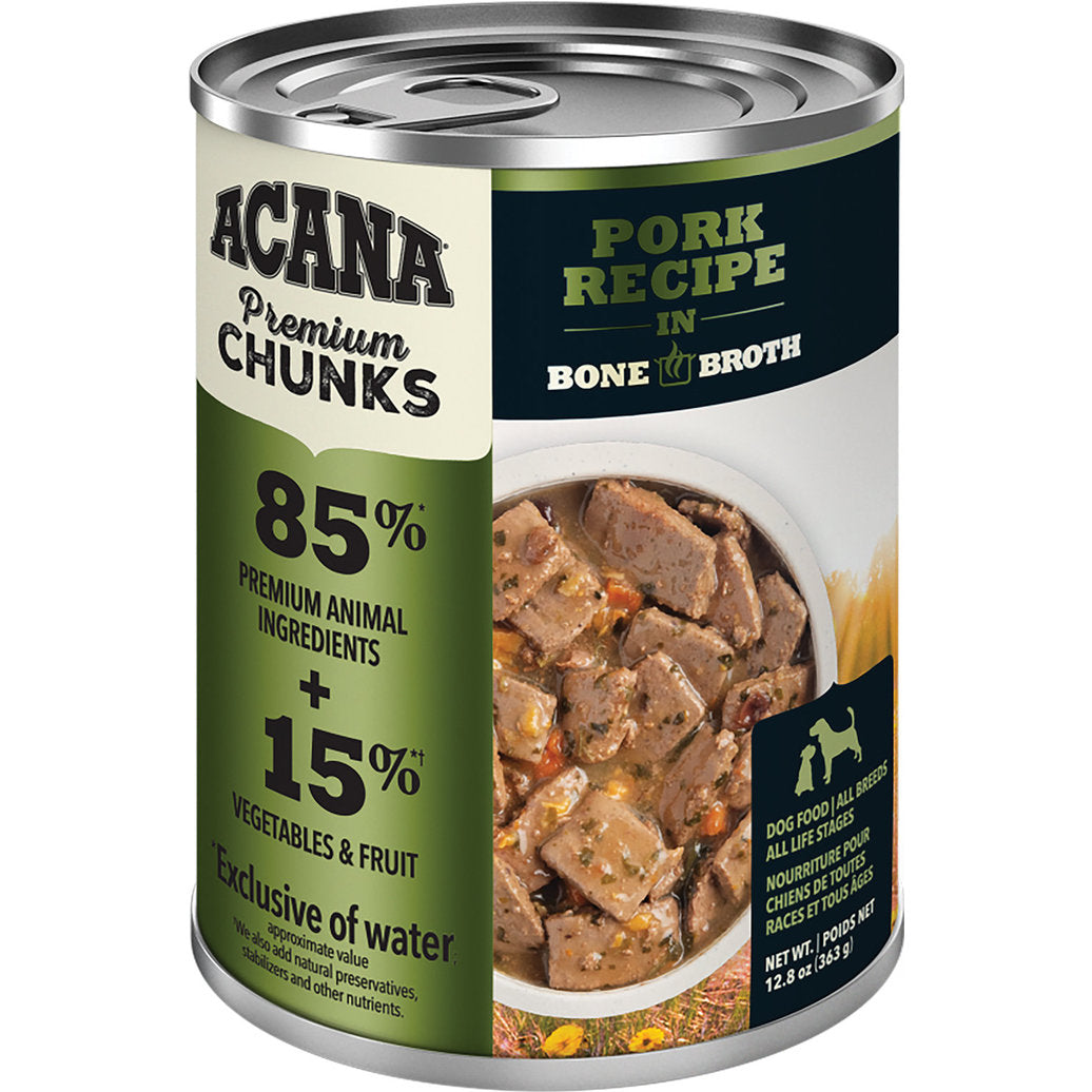 ACANA Premium Chunks Pork Recipe in Bone Broth Wet Dog Food, 12.8-oz (Size: 12.8-oz)