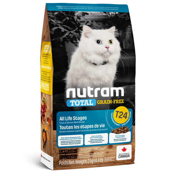 Nutram Total T24 Trout & Salmon Grain-Free All Life Stages Dry Cat Food, 1.13-kg (Size: 1.13-kg)