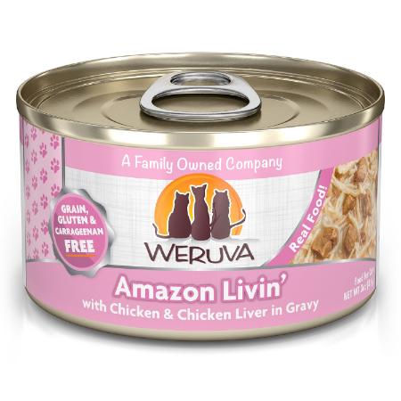 Weruva Classic Cat Amazon Livin' with Chicken & Chicken Liver in Gravy Wet Cat Food Can, 3-oz (Size: 3-oz)
