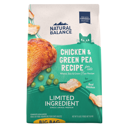 Natural Balance Limited Ingredient Chicken & Green Pea Recipe Grain-Free Dry Cat Food, 15-lb (Size: 15-lb)