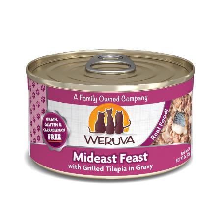 Weruva Classic Cat Mideast Feast with Grilled Tilapia in Gravy Wet Cat Food Can, 3-oz (Size: 3-oz)
