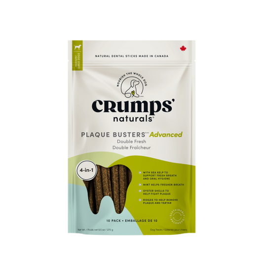 Crumps' Naturals Plaque Busters Advanced Double Fresh Dental Sticks Dog Treats, 270-gram (Size: 270-gram)