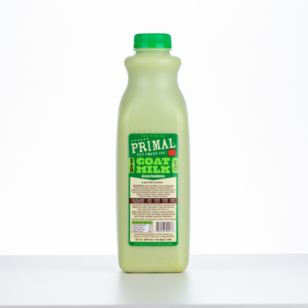 Primal Raw Frozen Goat Milk 'Green Goodness' for Dogs & Cats, 32-oz (Size: 32-oz)