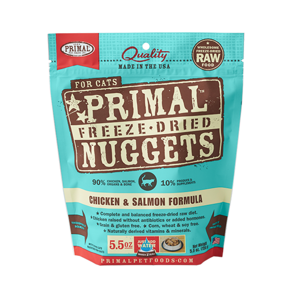 Primal Raw Freeze-Dried Nuggets Chicken & Salmon Formula Cat Food, 5.5-oz (Size: 5.5-oz)