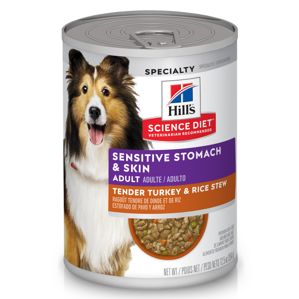 Hill's Science Diet Adult Sensitive Stomach & Skin Wet Dog Food, Tender Turkey & Rice Stew, 12.5-oz (Size: 12.5-oz)