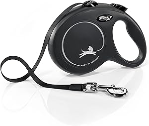 Flexi New Classic Retractable Tape Dog Leash, Black, Large, 16-ft (Size: Large, 16-ft, Color: Black)