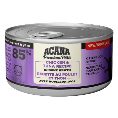 ACANA Premium Pate Chicken & Tuna Recipe in Bone Broth Kitten Wet Cat Food Can (CA), 85-gram (Size: 85-gram)