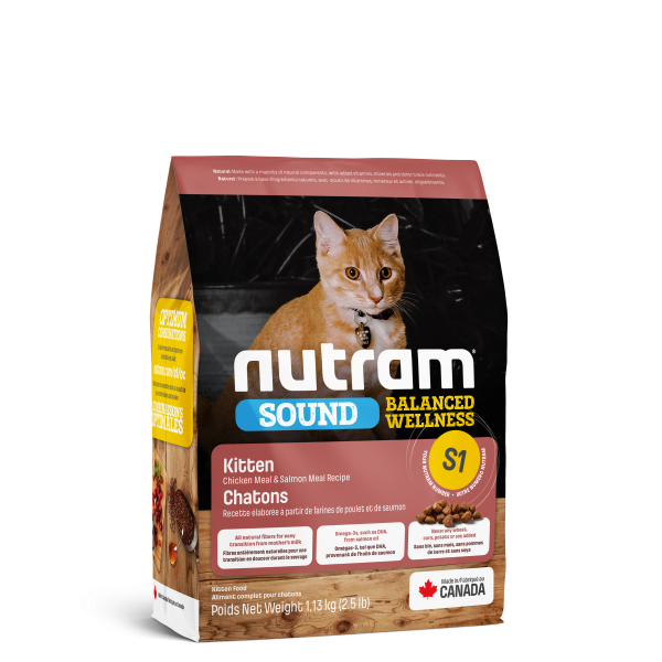 Nutram Sound S1 Balanced Wellness Kitten Food, 1.13-kg (Size: 1.13-kg)