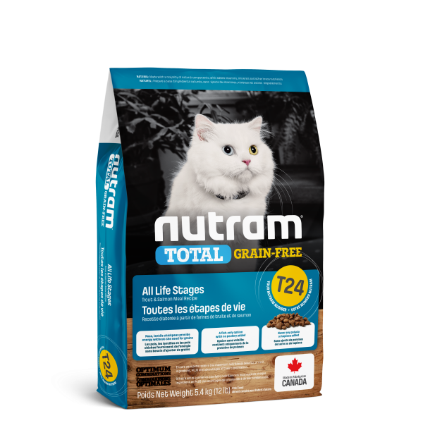 Nutram Total T24 Trout & Salmon Grain-Free All Life Stages Dry Cat Food, 5.4-kg (Size: 5.4-kg)