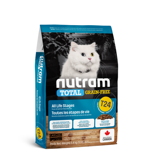 Nutram Total T24 Trout & Salmon Grain-Free All Life Stages Dry Cat Food, 5.4-kg (Size: 5.4-kg)