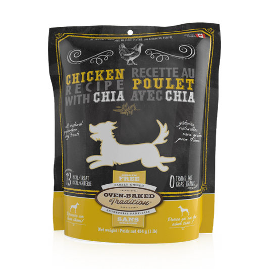 Oven-Baked Tradition Chicken with Chia Grain-Free Dog Treats, 454-gram (Size: 454-gram)