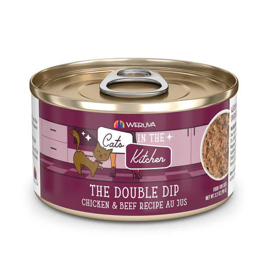 Cats in the Kitchen The Double Dip Chicken & Beef Recipe Au Jus Wet Cat Food Can, 3.2-oz (Size: 3.2-oz)