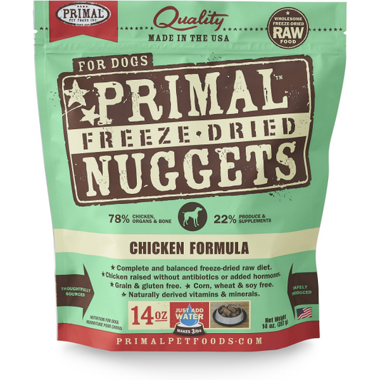 Primal Raw Freeze-Dried Nuggets Chicken Formula Dog Food, 14-oz (Size: 14-oz)