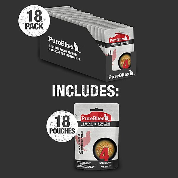 PureBites Chicken & Vegetables Broth for Cats, 2-oz (Size: 2-oz)