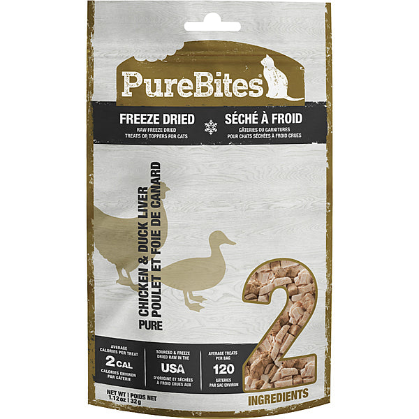 PureBites Chicken & Duck Liver Freeze-Dried Cat Treats, 1.12-oz (Size: 1.12-oz)