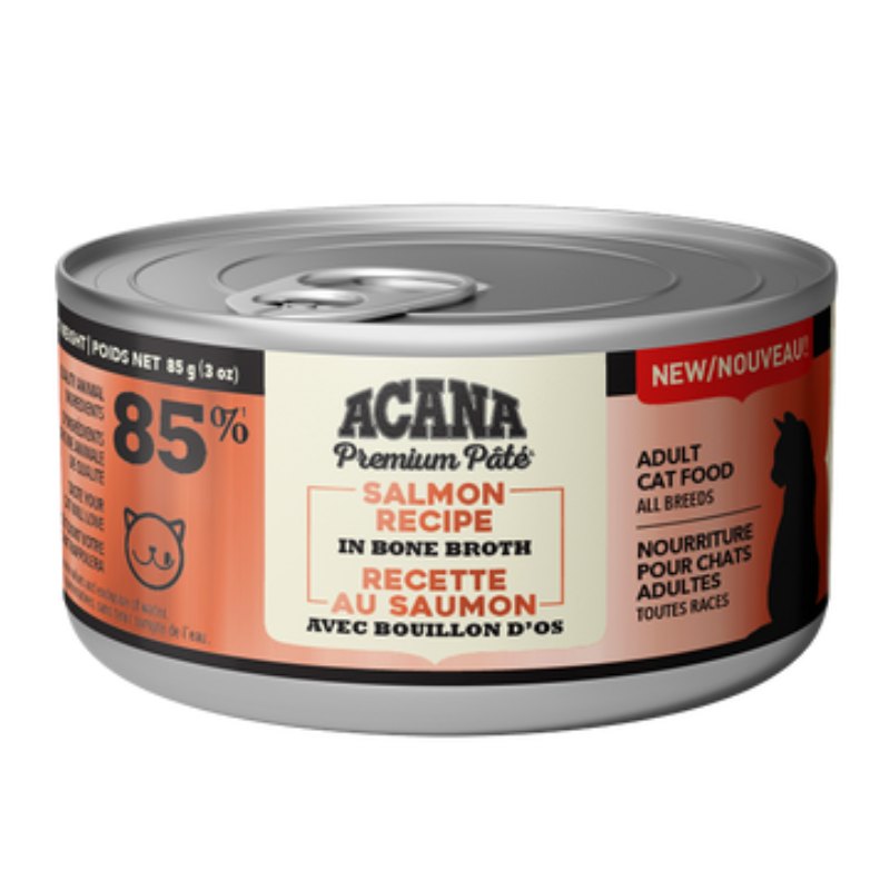 ACANA Premium Pate Salmon Recipe in Bone Broth Wet Cat Food Can (CA), 85-gram (Size: 85-gram)