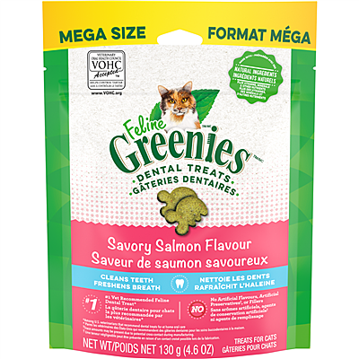 Feline Greenies Savory Salmon Flavor Dental Cat Treats, 130-gram (Size: 130-gram)