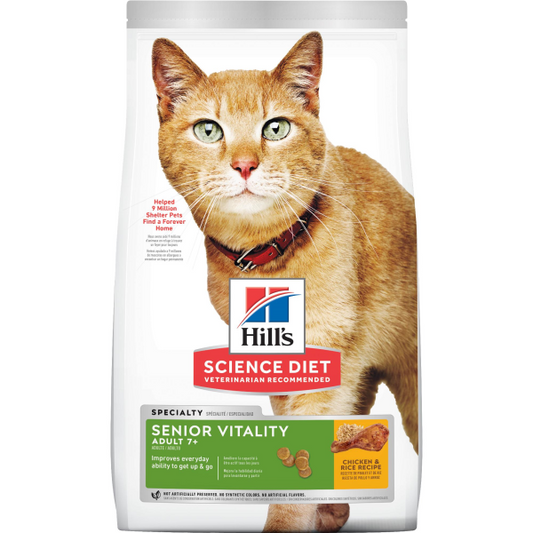 Hill's Science Diet Senior 7+ Senior Vitality Dry Cat Food, Chicken & Rice, 3-lb (Size: 3-lb)