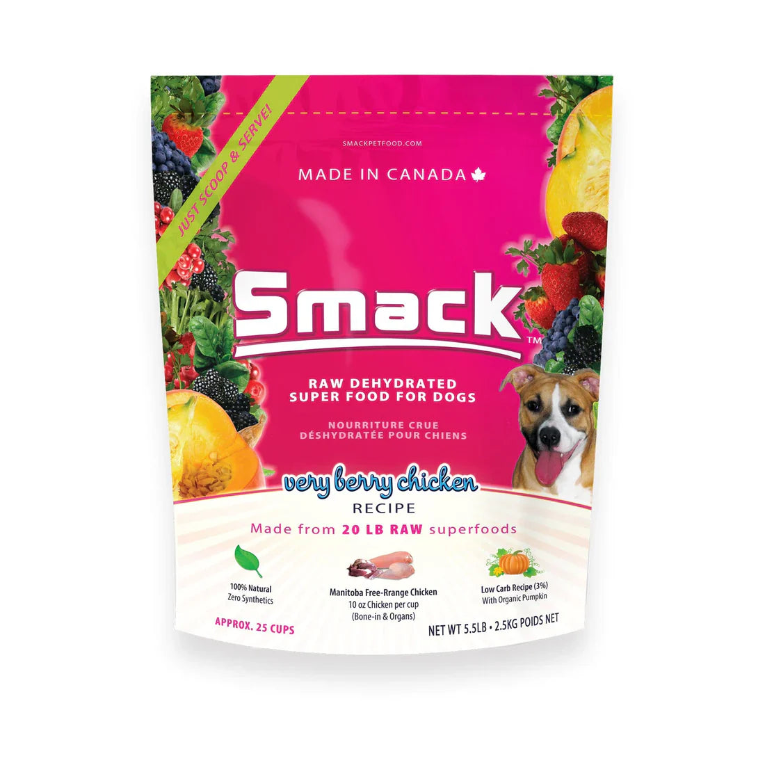 Smack Very Berry Chicken Raw Dehydrated Dog Food, 250-gram (Size: 250-gram)