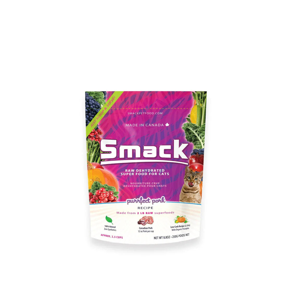 Smack Purrfect Pork Raw Dehydrated Cat Food, 250-gram (Size: 250-gram)
