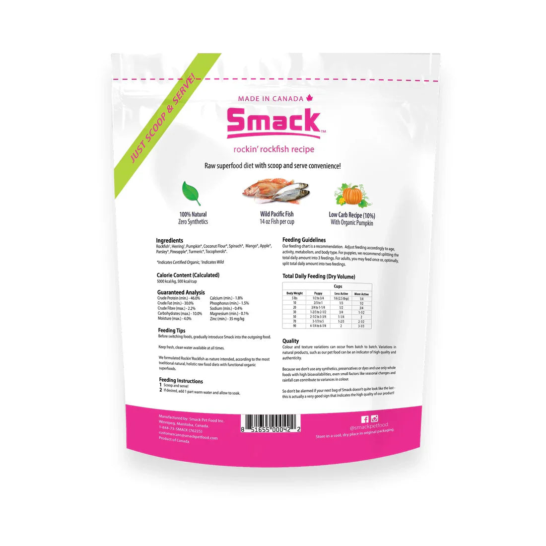 Smack Rockin' Rockfish Raw Dehydrated Dog Food, 2.5-kg (Size: 2.5-kg)