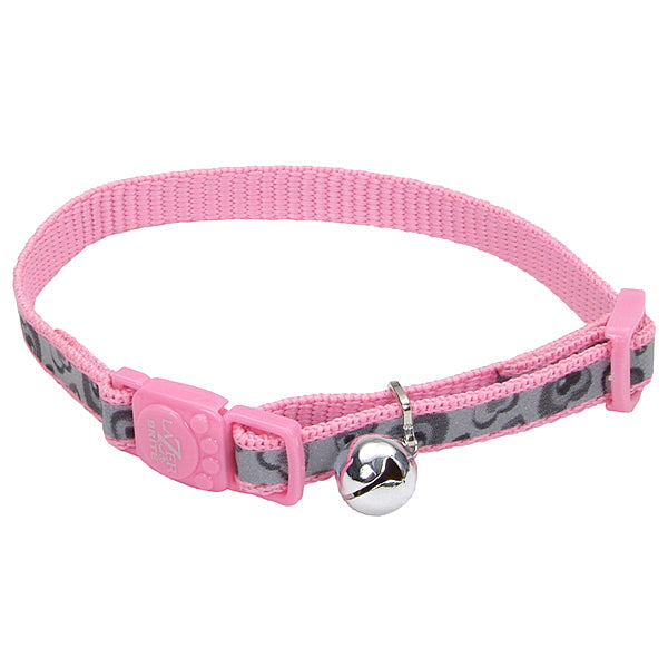 Lazer Brite Reflective Adjustable Breakaway Cat Collar, Pink New Hearts, 3/8-in (Size:  3/8-in)