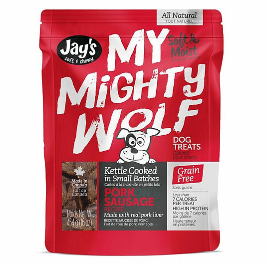 Jay's My Mighty Wolf Pork dog treats, 454-G (Size: 454-G)