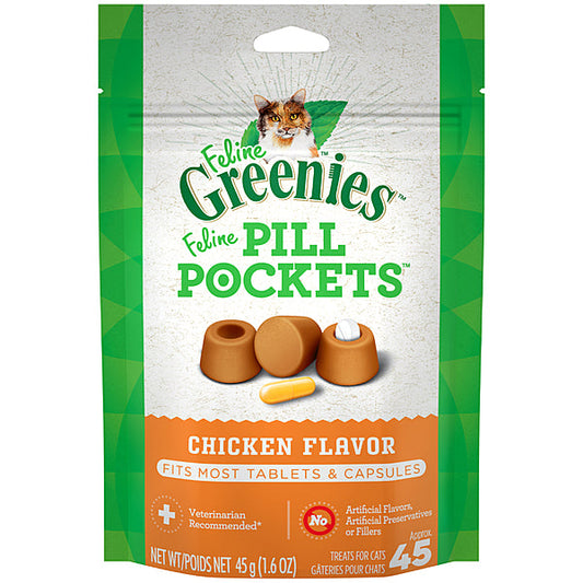 Feline Greenies Pill Pockets Chicken Flavor Cat Treats, 45-count (Size: 45-count)